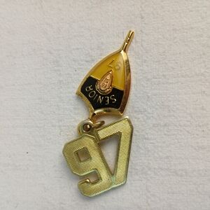 VTG Class of 97 Senior Key Pendant graduation Gold Tone School Crest Shield read